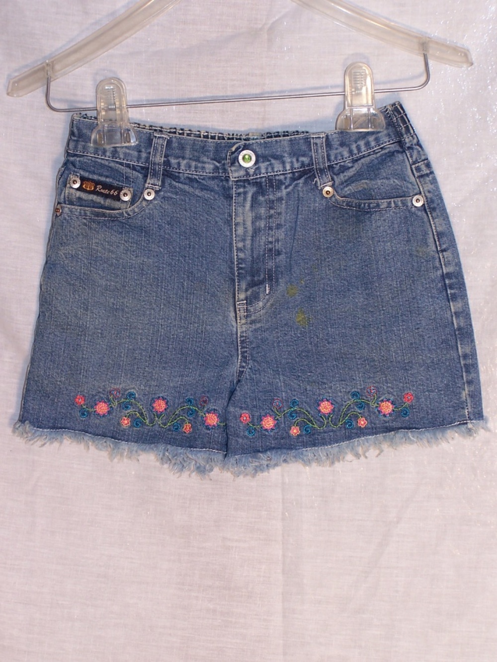 VTG Route 66 Embroidered Denim Shorts